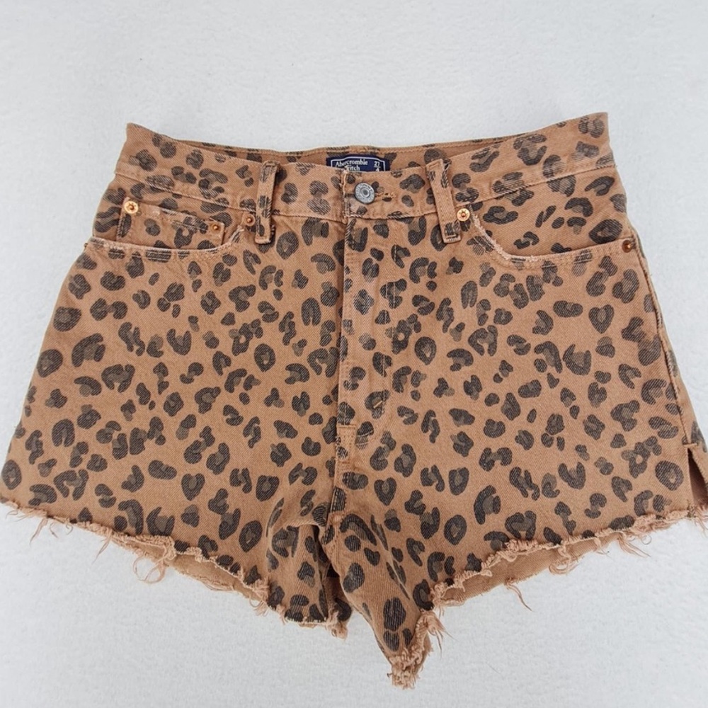 Abercrombie & Fitch Leopard Print Jean Shorts